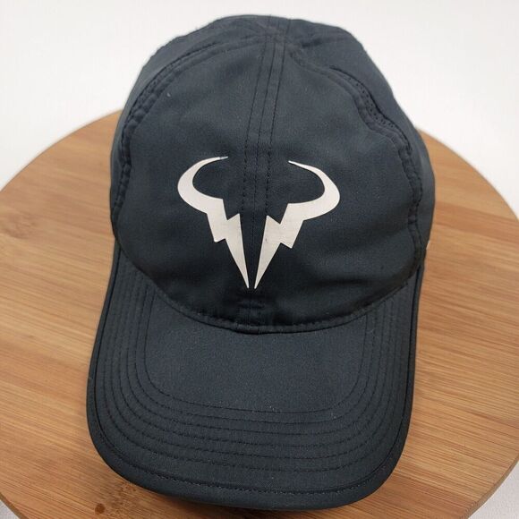 Nike L/XL Adult Rafael Nadal Bull Featherlight Tennis Cap-Black hat Distressed - Picture 3 of 10